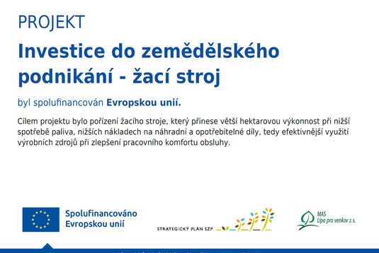 Galerie novinek z Dobrého kraje - Pořízení nového žacího stroje za přispění EU